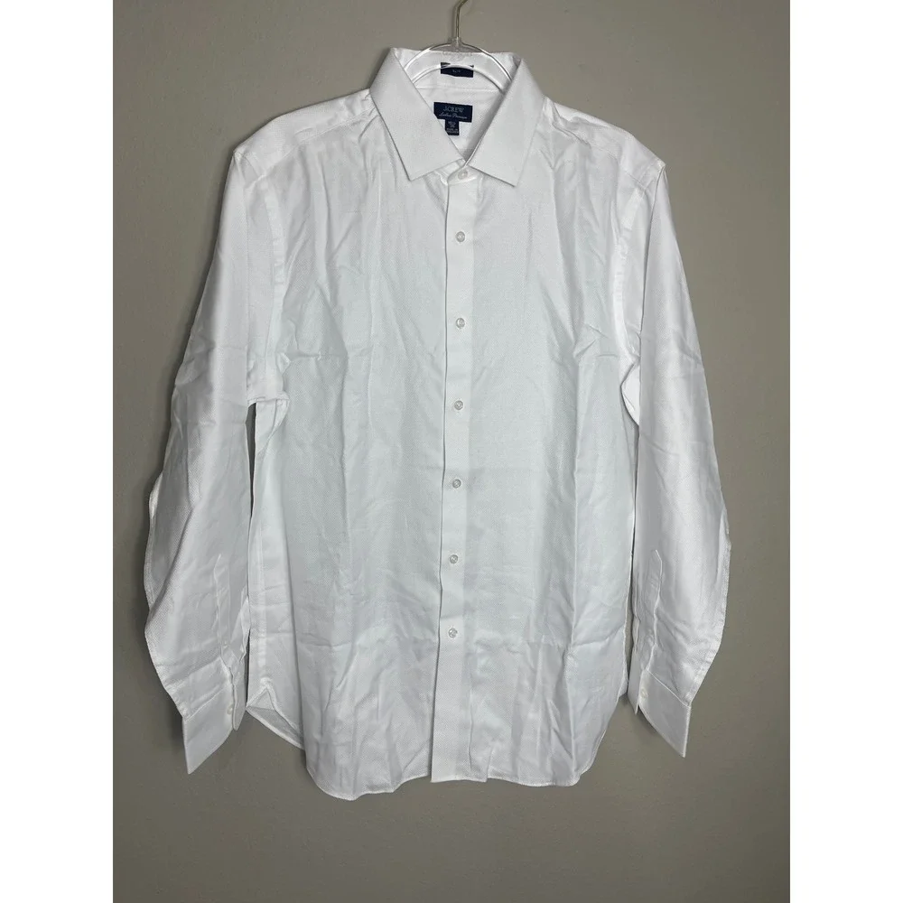 J.Crew Ludlow Premium Dobby Dress Shirt 16H35 White Slim Fit Cotton NWT